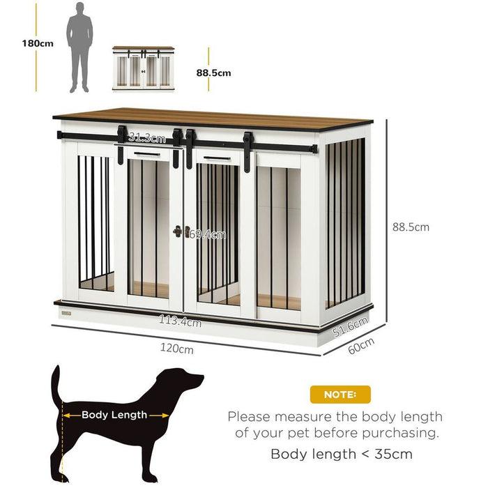 Premium Dog Crate Furniture, Double Cage for Large & Small Dogs, Stylish White Design