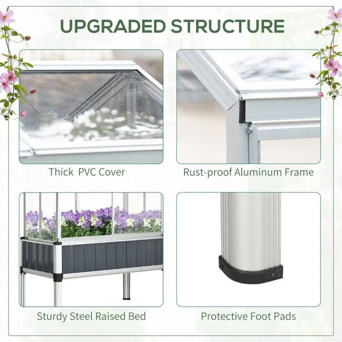 Premium Galvanized Steel Raised Bed with Greenhouse & Openable Windows