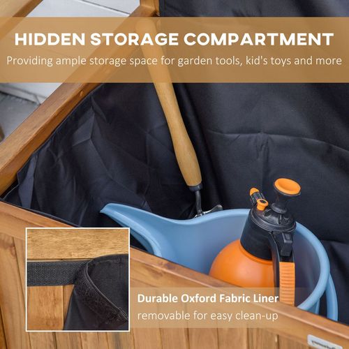 2 Seater Wood Garden Storage Bench Outdoor Storage Box Natural