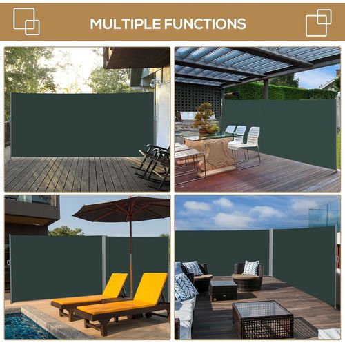 3x2M Retractable Side Awning Screen Fence Patio Privacy Divider Grey