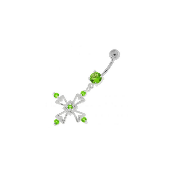 Jeweled Irish Cross Navel Belly Button Ring