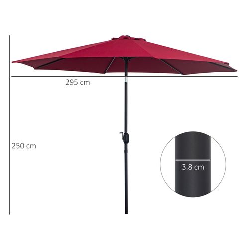3m Umbrella, Tilt and CrankWine Red