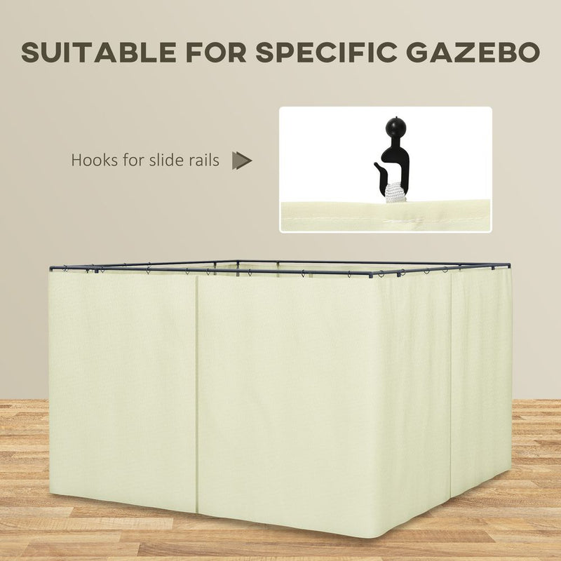 Outsunny 4-Panel Gazebo Curtain - 3x3m, Replacement, Sidewalls