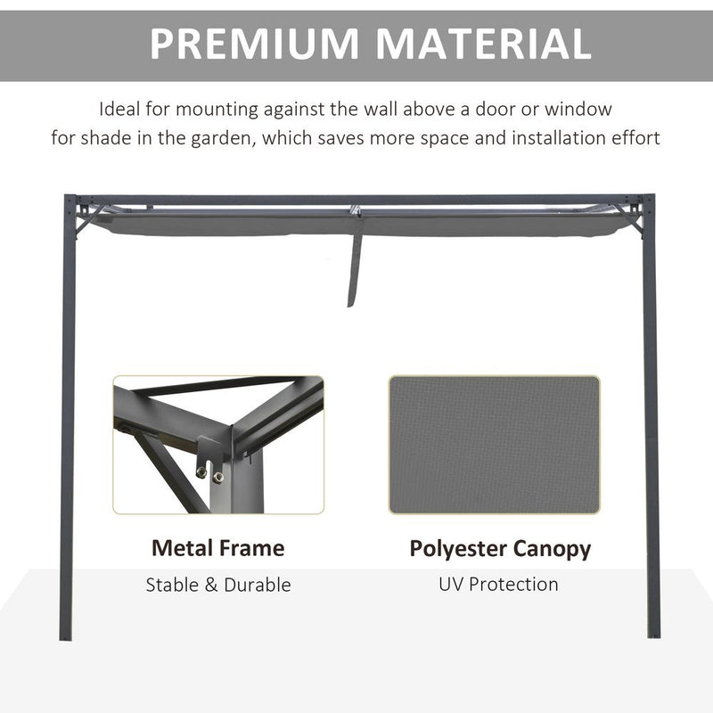 Premium Quality 3x3m Pergola Retractable Canopy Gazebo - Sun Shade, Grey