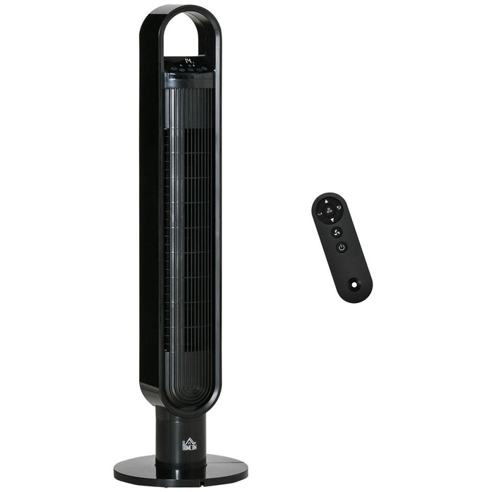 High-Performance Tower Fan with Oscillation, 3 Speeds, Timer, Remote Control - Black