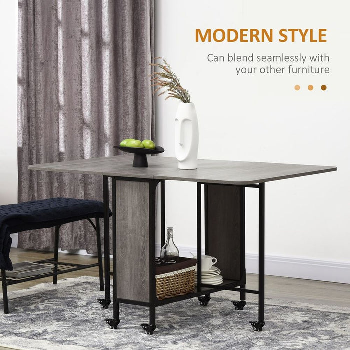 Space-Saving Mobile Drop Leaf Dining Table | Extendable Foldable Kitchen Table