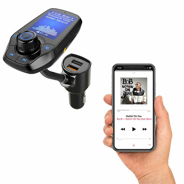 Aquarius Wireless Bluetooth Car FM Transmitter | Dual USB Port | Hands-Free Calling