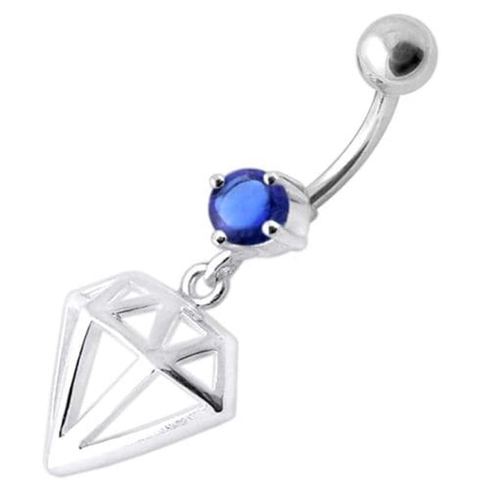 Fancy Jeweled Diamond Cut Dangling Navel Ring