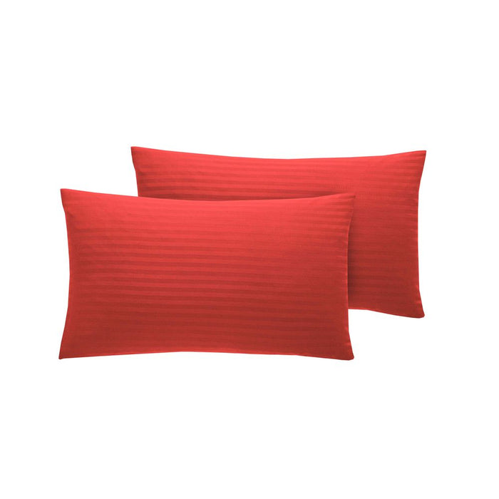 300 TC - 100% Cotton Sateen Stripe Pillowcase Pair Red