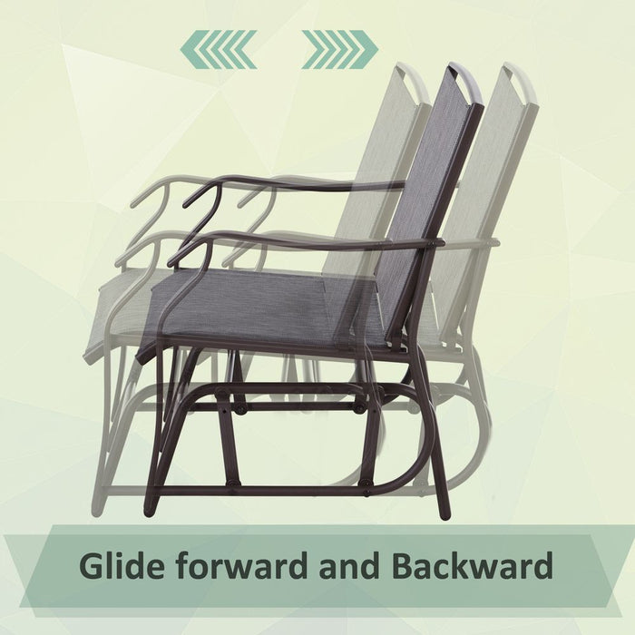 Premium Steel Frame Set-of-2 Glider Rocking Chair Set & Table - High-Quality & Stylish Grey Design