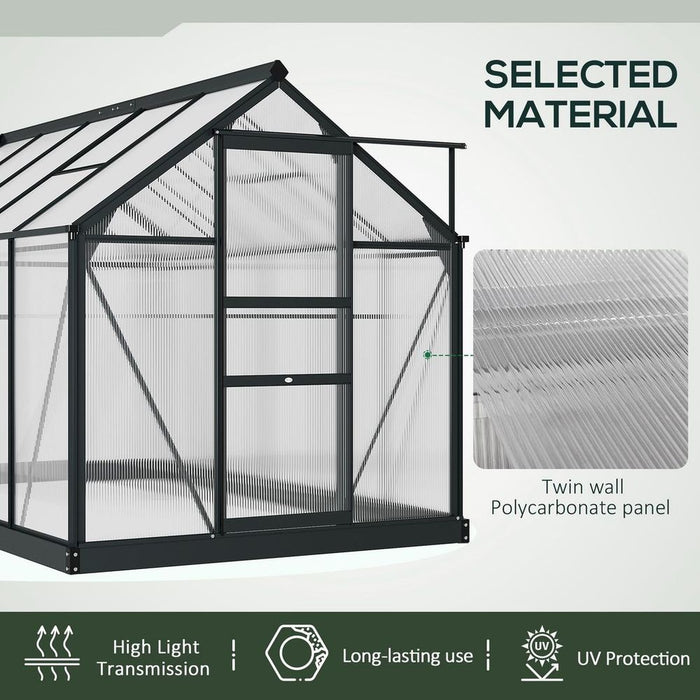 High-Quality 6x10ft Polycarbonate Greenhouse w/ Aluminium Frame & Slide Door - Perfect for All Plants