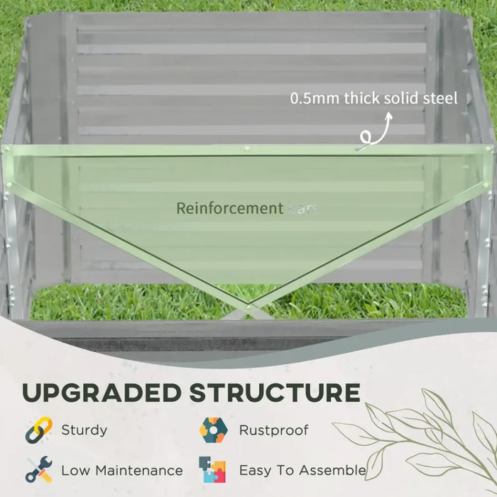 Raised Beds for Garden Galvanised Steel Outdoor Planters with Reinforced Rods