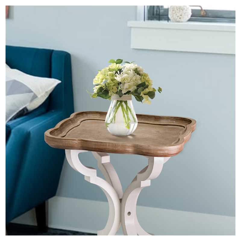 Knight Home Elizabeth French Country Accent Table with Octagonal Top, Natural + Distressed Black