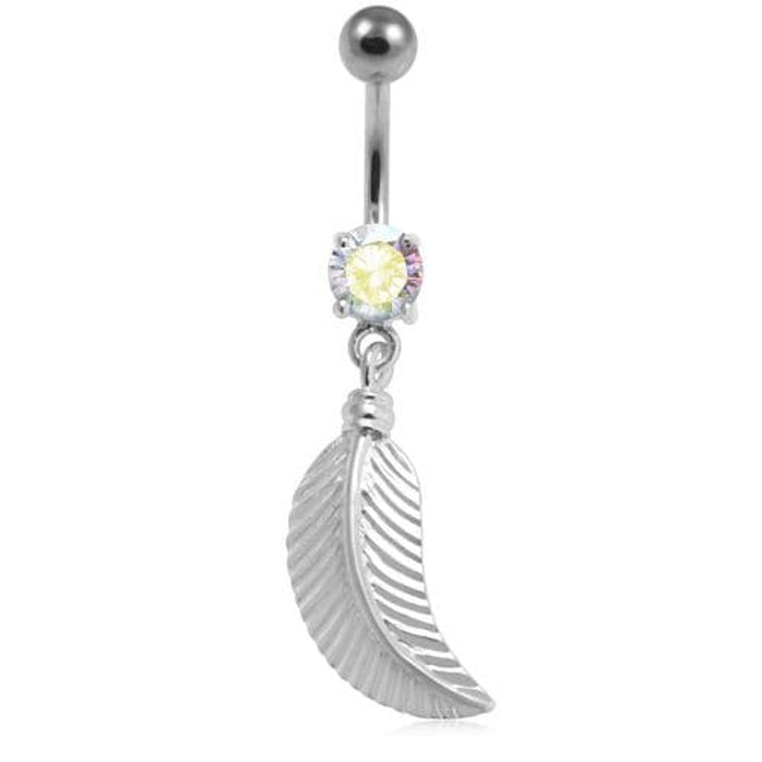 Linear Leaf cute belly button ring