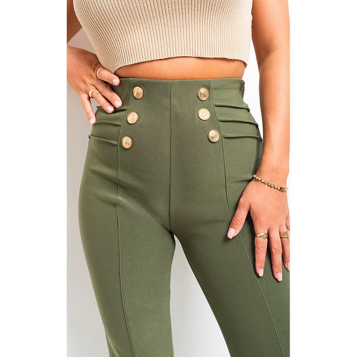 High Waisted Button Front Leggings