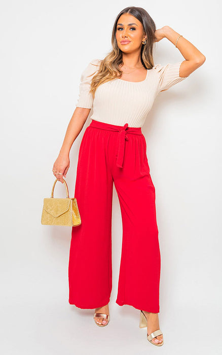 Lauryn Drawstring Waist Wide Leg Trouser: Chic & Comfortable Pants