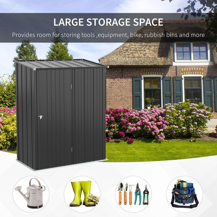 Spacious Steel Garden Shed | Lockable Door | Water-Resistant | Sloped Roof | 196H x 161.5W x 94.5Dcm