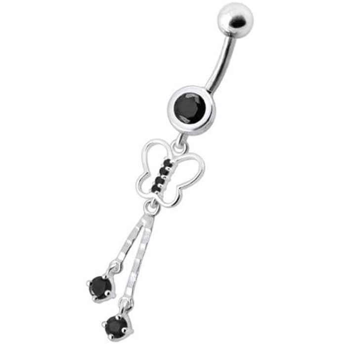 Fancy Dangling SS Banana Bar Navel Belly Button Ring