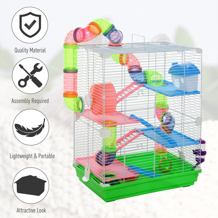 Ultimate 5-Tier Hamster Cage: Safe, Stimulating & Fun Habitat + Exercise Wheels & Tunnel