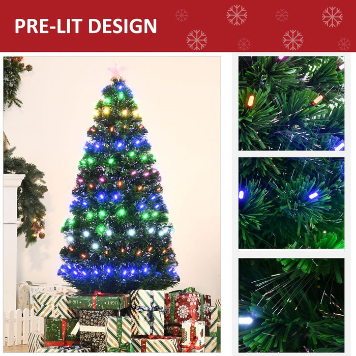 5FT Pre-Lit Artificial Christmas Tree Lights Star Topper Metal Base
