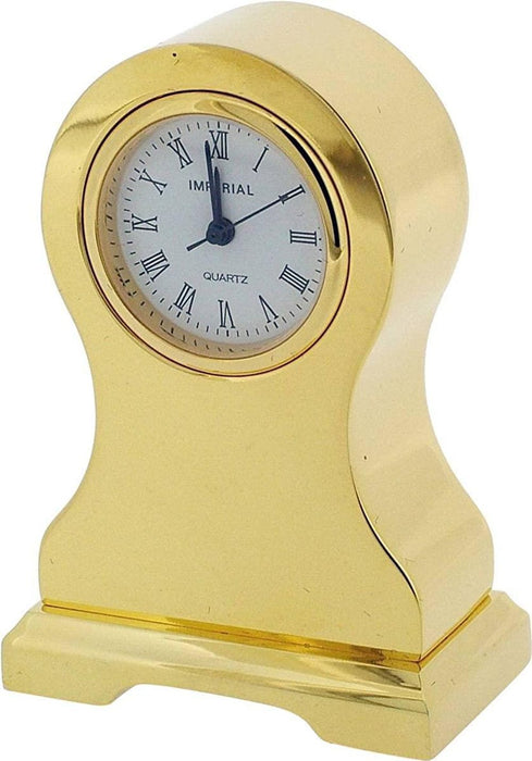 Gold Plated Mini Table Clock - Solid Brass Design, Battery Included - Elegant Home Accessory
