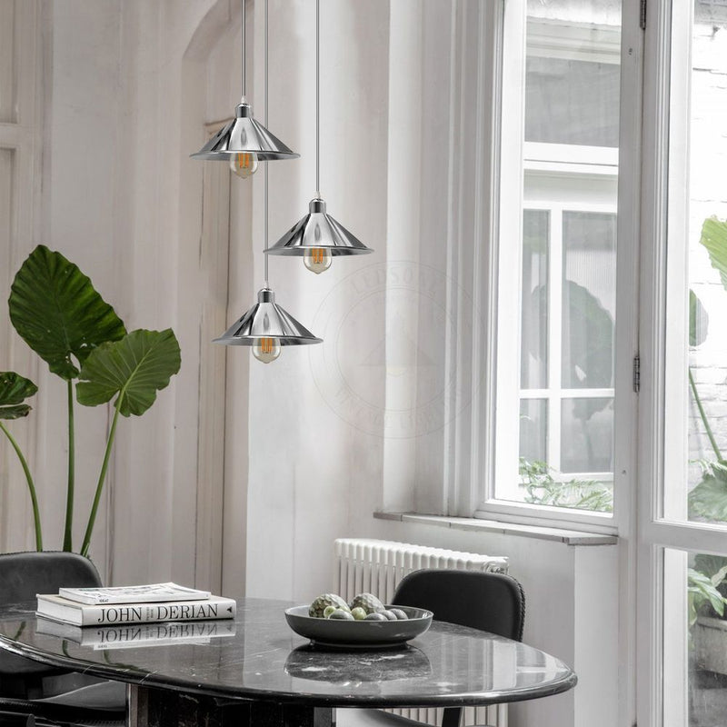 Vintage Industrial Pendant Light - 3 Head Round Base - High Quality - Rustic Charm - Easy Installation - Perfect for Any Room