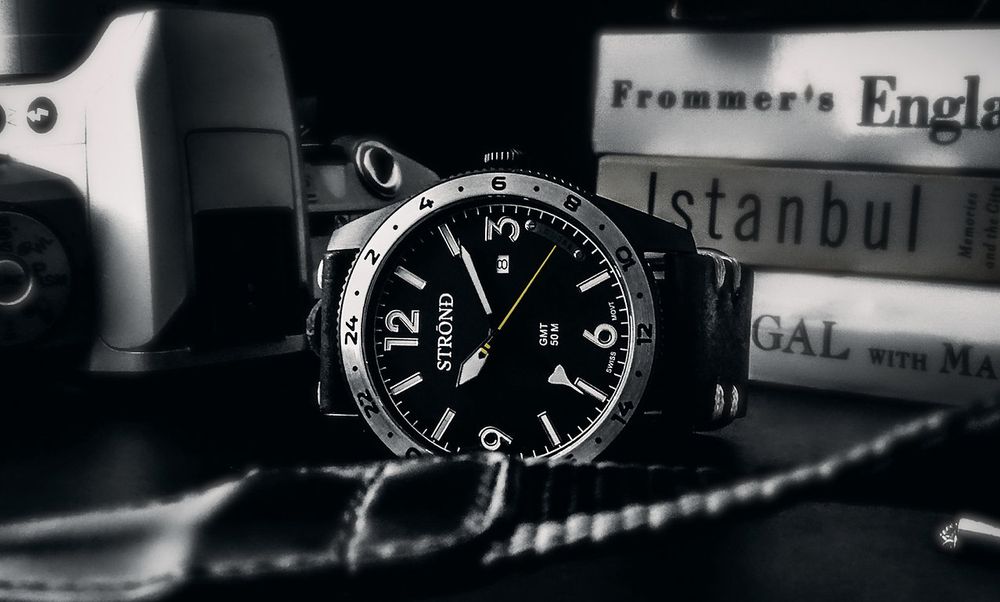 STROND SSC-101 24h GMT, All Black WATCH Steel Bezel, Premium Quality Watch