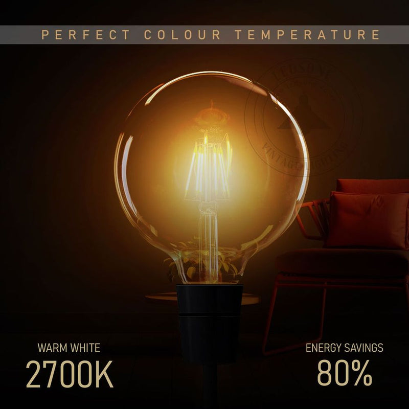 5 Pack E27 LED Edison Dimmable Vintage Amber Glass Warm white 2700K Light Bulbs