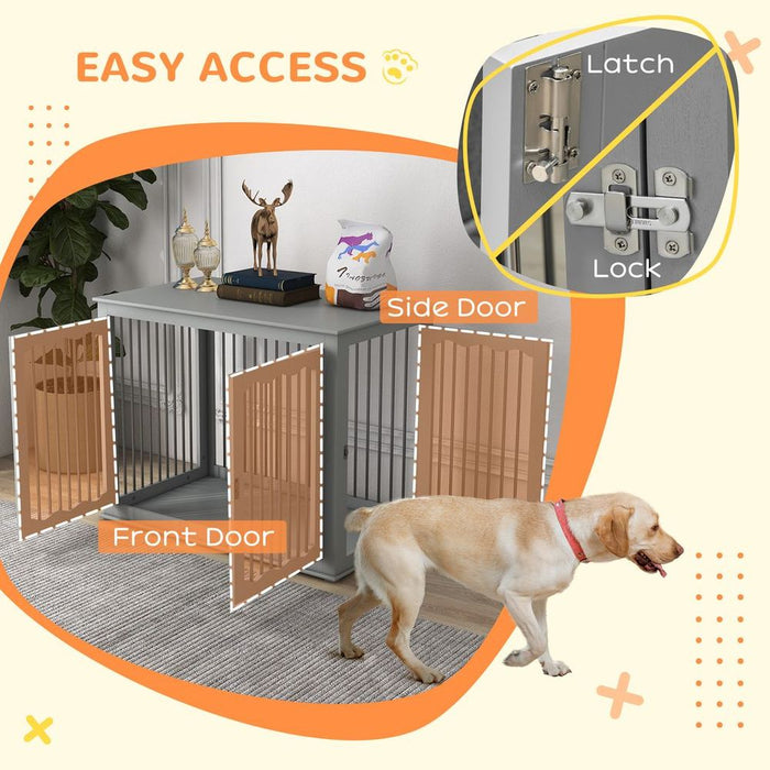 PawHut Dog Crate: End Table with Locks and Latches for Large Dogs