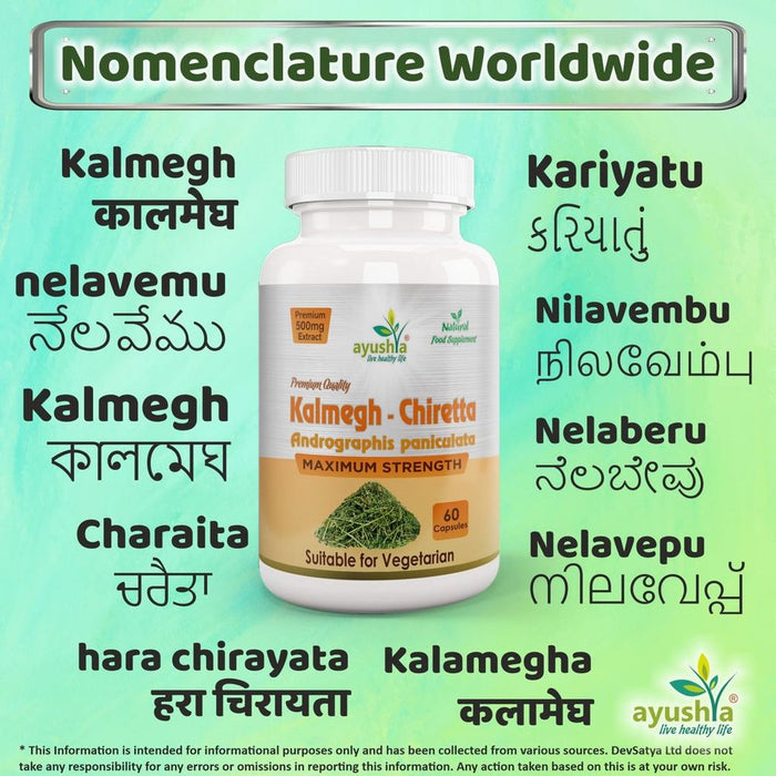 Andrographis Kalmegh Chirata Capsule - Powerful Ayurvedic Herb with Antioxidants, Anti-Inflammatory & Digestive Benefits