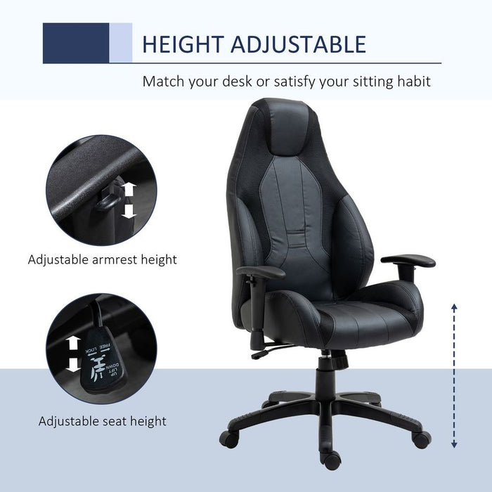 High Back Executive Office Chair Gaming Recliner w/ Footrest, Black