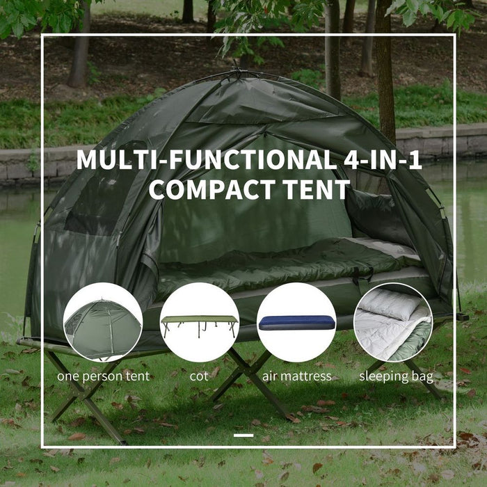 Compact 4-in-1 Outdoor Camping Tent with Cot, Sleeping Bag - Perfect for Hiking and Camping