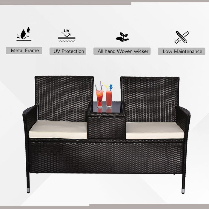 Stylish Double Rattan Sun Lounger - Yard, Patio, Deck & Garden Suitability - Comfortable Cushions - Durable & Portable