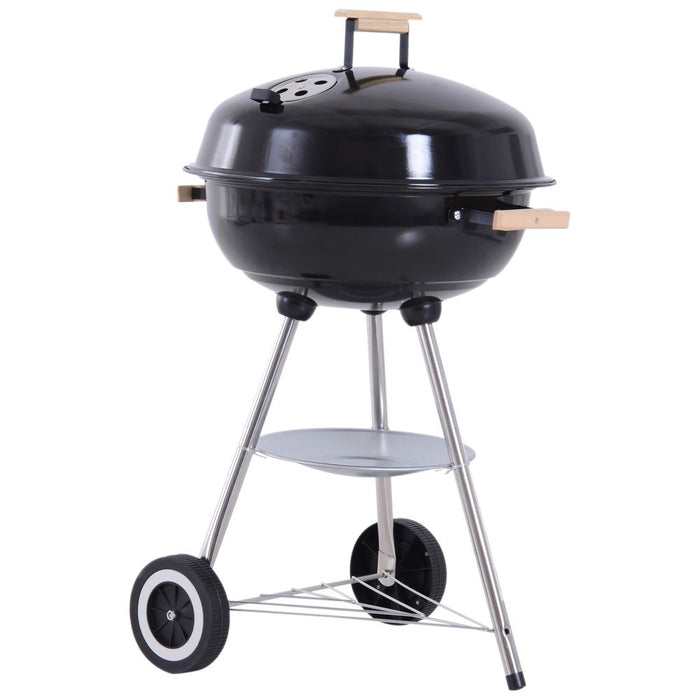 Outsunny BBQ Grill, 85H cm - Durable Steel Construction, Porcelain Enamel Lid, Air Vents, Generously Sized Grill, One-Touch Cleaning System