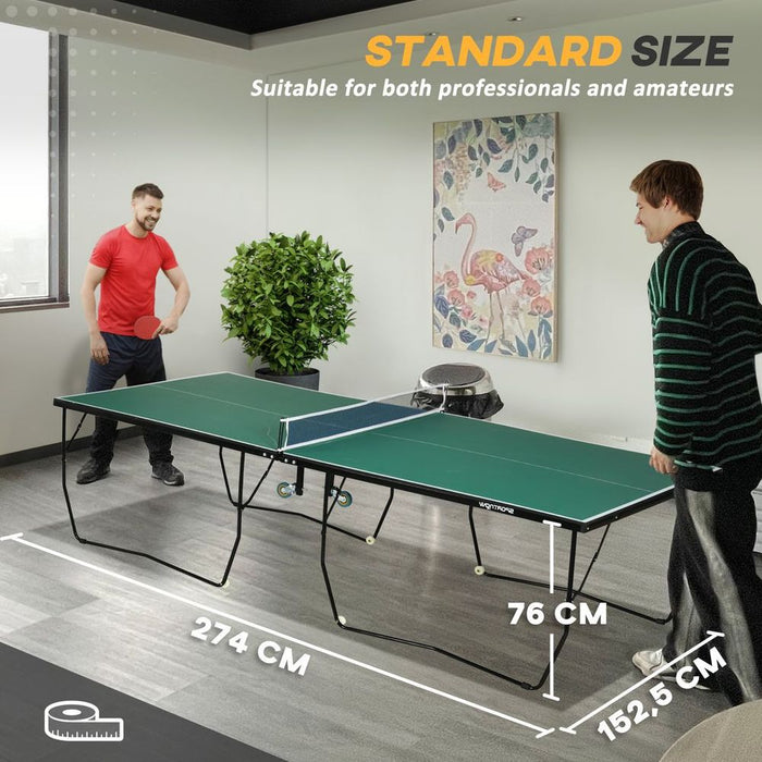 SPORTNOW 9FT Folding Table Tennis Table - Indoors/Outdoors - 8 Wheels