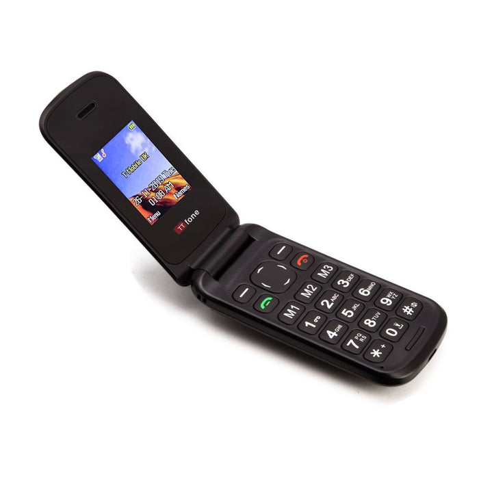 TTfone Black Flip Big Button GSM Mobile Phone - Cheap & Simple - Charger Included