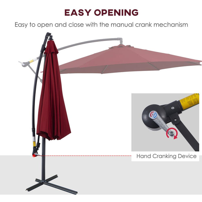 High-Quality Garden Banana Parasol Umbrella w/ Base - Outsunny