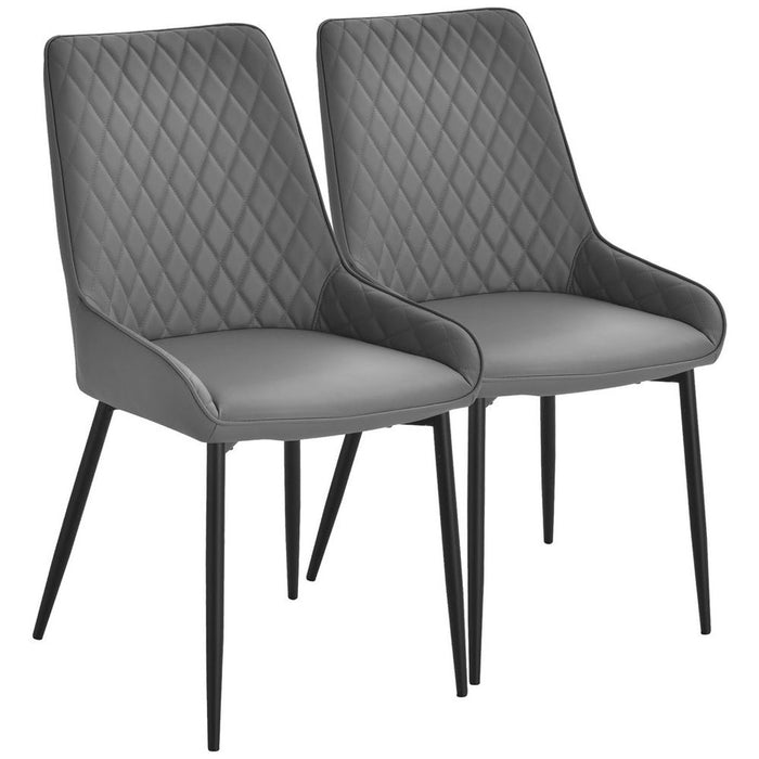 Premium 2-Pack Quilted PU Leather Dining Chairs: Metal Frame, Grey