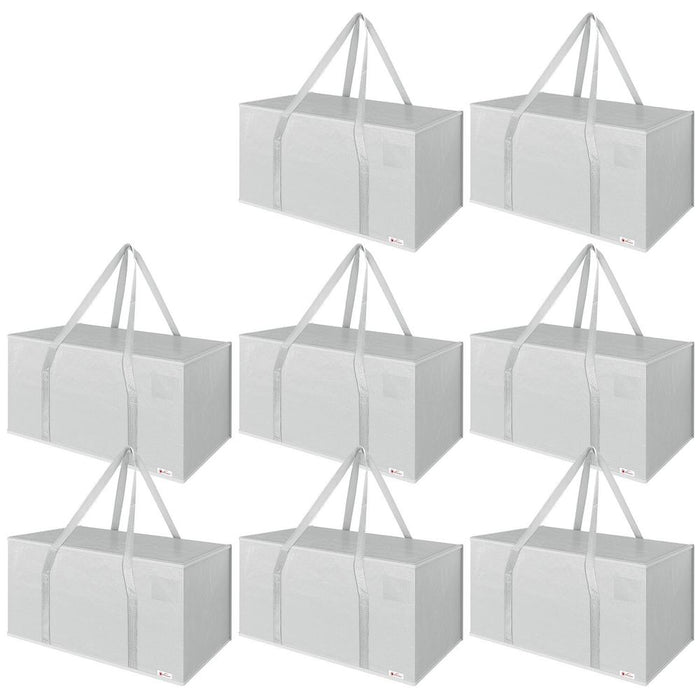 VINSANI 8PK Moving Bags Grey - Lightweight, Sturdy, Spacious & Portable - Perfect for Organizing & Moving