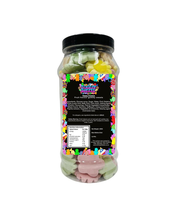 Delicious Happy Flowers Foam Gummies - Retro Sweets Gift Jar - Multicoloured - Buy Now!