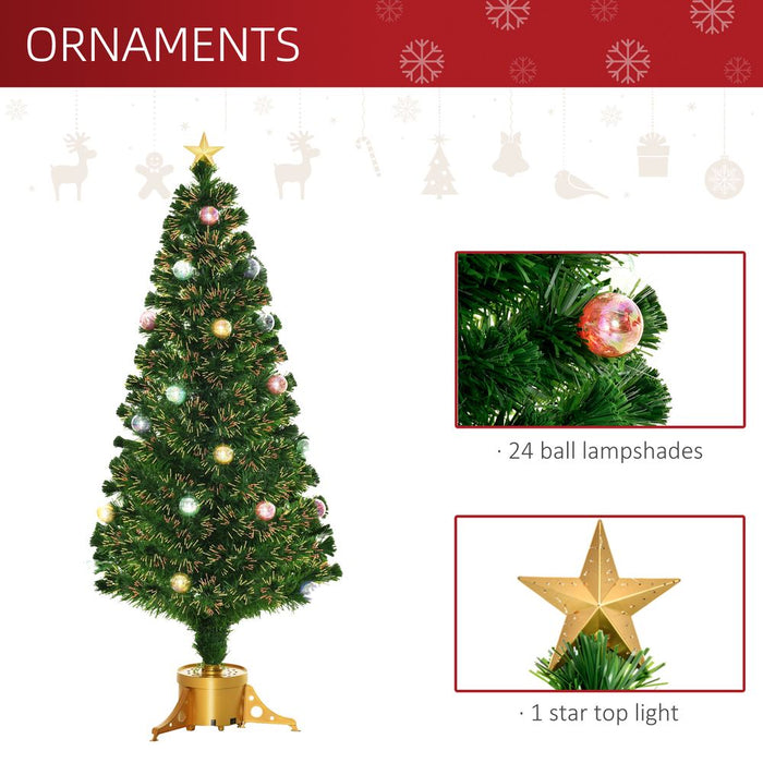 5FT Prelit Artificial Christmas Tree Fiber Optic Xmas Indoor Golden Stand Green