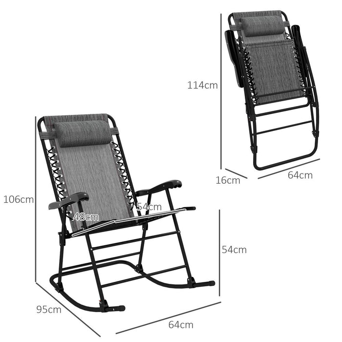 Premium Quality Outsunny Zero Gravity Rocking Chair - Foldable & Portable - Ideal for Outdoors - Grey