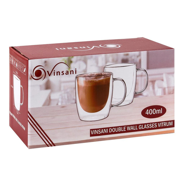 VINSANI VITRUM Double Wall Glasses - Ideal for Coffee, Tea & More - Set of 2 - Durable & Elegant Design - Various Sizes