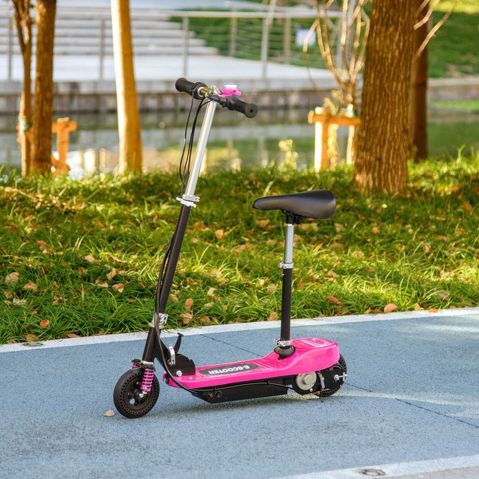 HOMCOM Folding Electric Scooter w/Warning Bell, Ages 4-14, Pink