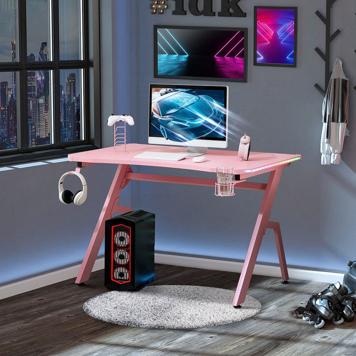 Ultimate Gaming Desk: RGB LED, Spacious Desktop, Ergonomic Design, Storage - High Performance!