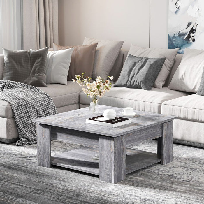 Stylish and Sturdy Wood Grain Coffee Table - Scratch Resistant, 2 Tier Design - Holds up to 60kg - Perfect for Any Room!