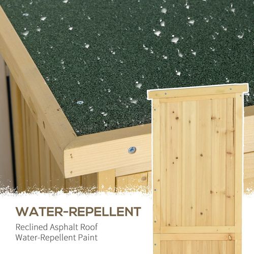 87 x 47 x 160cm Wooden Garden Storage Shed w/ Asphalt Roof, Natural