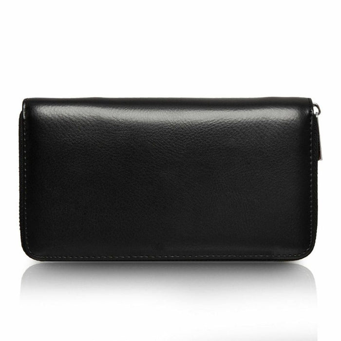 RFID-Blocking Leather Travel Wallet - Black