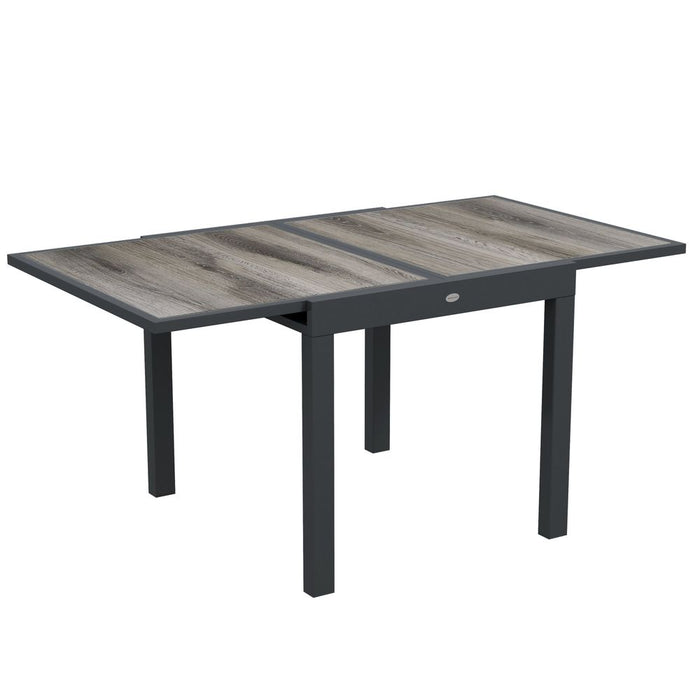 Outsunny Extendable Outdoor Dining Table Aluminium Rectangle Patio Table Grey