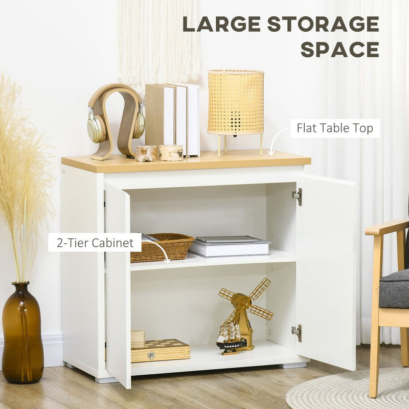 HOMCOM Sideboard Living Room Cabinet with Double Door Cabinet Adjustable Shelf